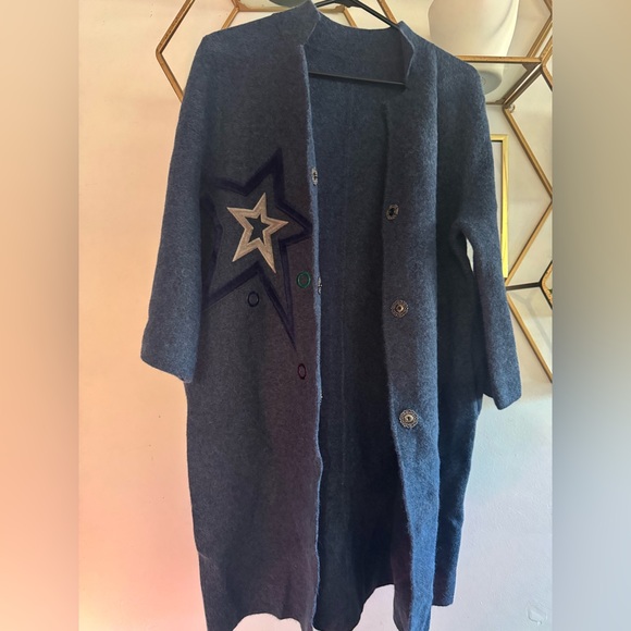 Designer Retro Chic one of a kind Velvet Wool coat size Medium - Picture 3 of 8